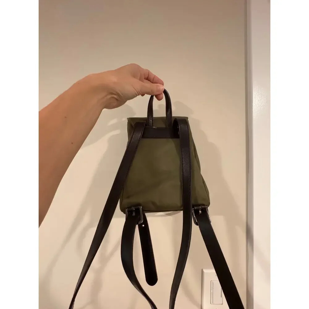 Vintage Ralph Lauren Green Nylon Women’s Backpack Leather Handles - Picture 4 of 13